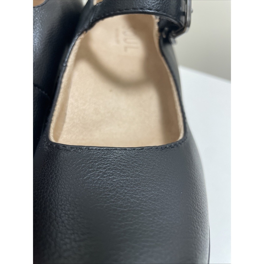 Naturalizer Soul Black Leather Platform Mary Jane Wedge Heels Size 8 - Picture 6 of 10